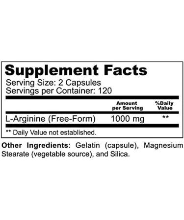 L-Arginine 1000mg Caps - High Potency Nitric Oxide Support for Energy & Endurance | 240 Count - Buy Online on GoSupps.com