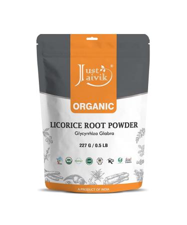 Just Jaivik 100% Organic Licorice Root Powder - Mulethi Powder 227 g / 0.5 LB Pack (Glycyrrhiza Glabra) / Yastimadu Powder- an USDA Organic Certified Herb