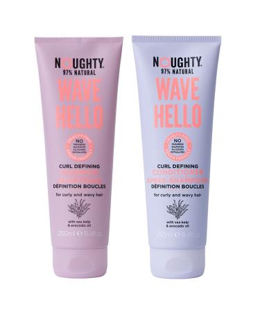 Noughty 97% Natural Wave Hello Shampoo and Conditioner Vitamin Rich Formula for Curly and Wavy Hair with Sea Kelp and Avocado Oil Sulphate Free Vegan Haircare 2 x 250ml