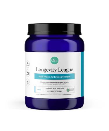 Ora Vegan Protein Powder for Lifelong Strength - 23g Per Serv - Plus Tart Cherry for Joint Health & ProHydrolase for Protein Absorption - Organic Gluten-Free - Vanilla Flavor 20 Servings