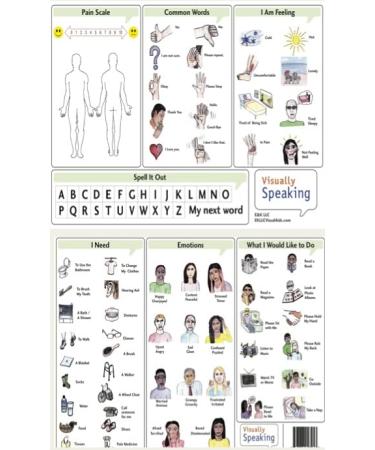 Visually Speaking - EXTRA LARGE (13 x 19) Laminated Communication Board, Hospital Communication Board, Picture Symbol Board for Hospitals, Nursing Homes, ICU, Rehab, Hospice, Home Care - Large Print