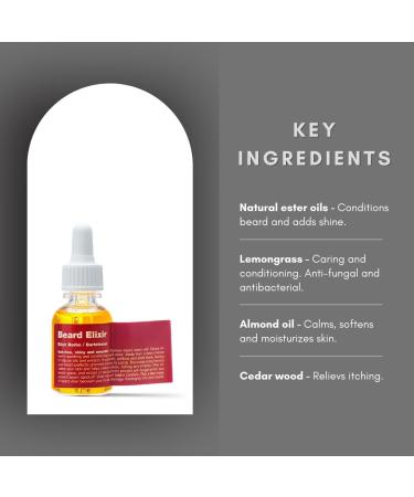 RECIPE FOR MEN Beard Elixir - Natural Oils for Softness Shine Fights Dandruff Soothes Skin with Lemongrass Made in Sweden 25 ml - Buy Online on GoSupps.com