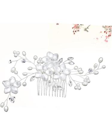 Beatifufu 1pc Bridal Hair Combs Floral Hair Comb Bridal Headpieces for Wedding Pearl Hair Pin Grey Lace Front Wigs Wedding Hair Comb Bridal Hair Pin Women Hair Combs Wedding Headpiece White - Buy Online on GoSupps.com