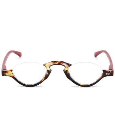 Abetos reading glasses Halfbrand women men anti blue light retro fashion half moon semi -frame reading aid Seat help spring hinge fledier floral filter computer glasses with starch tortoise & red 3.0 x