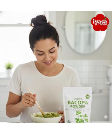 Organic Bacopa Powder (Brahmi Leaf) Certified organic Ayurveda Superfood Hair and brain tonic Resealable Pouch of 8 oz - Buy Online on GoSupps.com