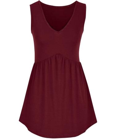SUNYUAN Women's V-Neck Ruched Tank Top - Wine X-Large - Buy Online on GoSupps.com