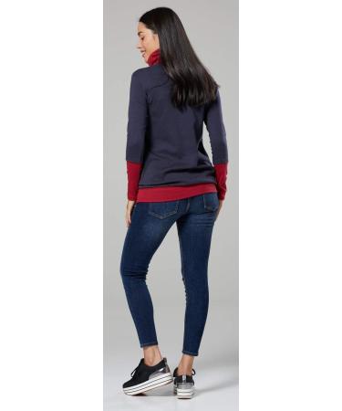 Happy Mama Maternity Nursing Jumper Sweatshirt 348 Graphite & Crimson - Size 14-16 - Buy Online on GoSupps.com