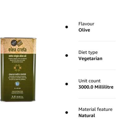 Elea Creta Extra Virgin Greek Olive Oil 3lt Tin Can - 3 l Pack - Buy Online on GoSupps.com