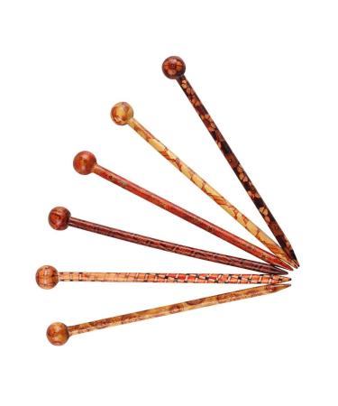 Sharplace 6 Vintage Wood Hair Sticks - Retro Floral Pattern Hairpins for Women & Girls - Long Chinese Hair Accessories in Brown - Buy Online on GoSupps.com