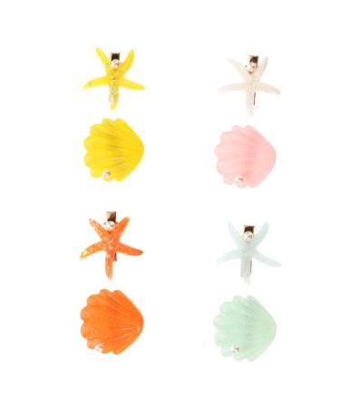 MAGICLULU 4 Pairs Starfish Shell Hair Clip Hairpin Headdress Party Hairpin Acrylic Hairpin Hair Clip Headwear Shell Hairpin Hairpin Shell Barrette Hairpin Accessories