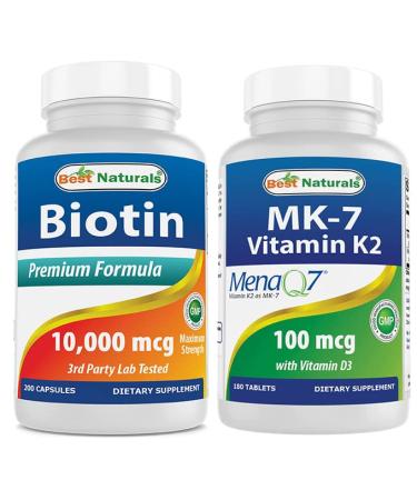 Best Naturals Biotin 10 000 Mcg & Vitamin K2 (MK7) with D3