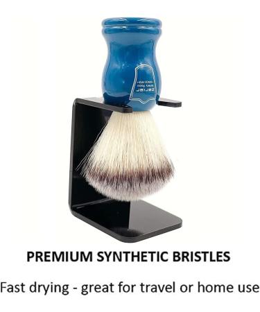 Parker Safety Razor Synthetic Bristle Shaving Brush with Blue Wooden Handle & Stand - Premium Shaving Brush for Men | International Shipping Available - Buy Online on GoSupps.com