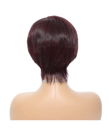 ISHINE Short Human Hair Wig with Bangs - Burgundy Pixie Cut Wig for Black Women 6 inch (Burgundy Mixed Black) - Buy Online on GoSupps.com