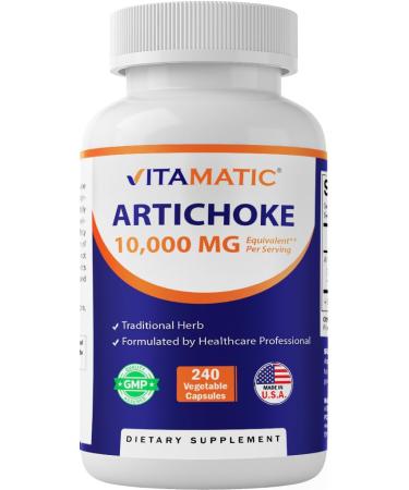 Vitamatic Artichoke Extract Vegetable Capsules 1000mg 240 Count - 10:1 Extract 1000 mg - Non-GMO Gluten Free Supplement - Made in The USA