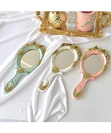Rafstya Cute Vintage Hand Mirrors Makeup Vanity Mirror Handheld Cosmetic Mirror with Handle for Gifts Pink - Buy Online on GoSupps.com