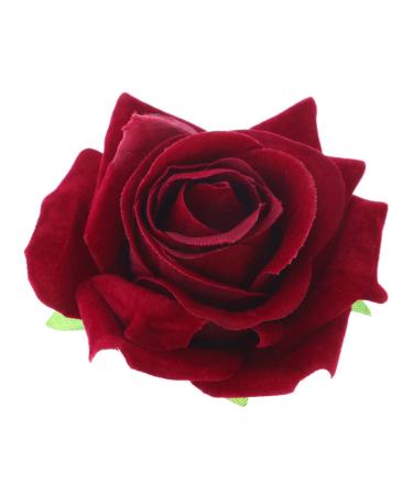 minkissy 2 1 Flower Hair Accessories Bridal Hair Clip Fall Decor Flower Brouch Rose Clip Scarf Pin Artificial Flower Hairpin Hair Comb Rose Hair Clip Flower Hair Clip Rose Brooch Pin Hawaii medium Rosso