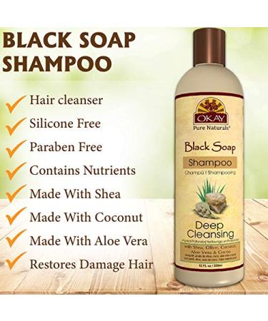OKAY African Black Soap Shampoo 12oz - Nourishing & Moisturizing Hair Care | International Shipping Available - Buy Online on GoSupps.com