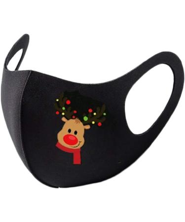 Deholifer 8-Piece Cotton Adult Christmas Fabric Masks - Breathable Washable Adjustable Mouth & Nose Protection in Black - Buy Online on GoSupps.com