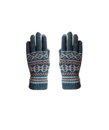 Healifty 1 pair Men's Warm Full Finger of Knitted Printed Yarn Grey Woolen Gloves