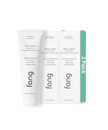 Fang Natural Nano Hydroxyapatite (N-Ha) Farm Mint Toothpaste (2 X 100 gm) | Teeth Whitening Sensitive Oral Care | Active Fresh & Tooth Protection for Adults | Vegan Fluoride Free & Non Toxic