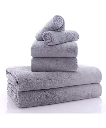 MOONQUEEN Ultra Soft Towel Set - 6-Piece Quick Drying Microfiber Towels for Bath, Gym, and Travel - Grey - Buy Online on GoSupps.com