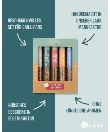 LAUX BBQ 5 Series Gift Box - 5 Premium Grill Spices for Father's Day - Ultimate BBQ Accessories Set - Perfect Grilling Gifts - Buy Online on GoSupps.com