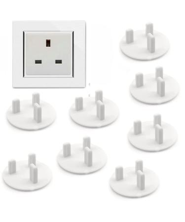 AONAT 8 Pieces Plug Socket Covers White Plug Socket Covers UK for Unused Electrical Outlets Plug Socket Protectors Child Proof Electrical Protectors for Child Baby Home and School