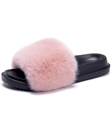 Fluffy Sliders Womens Fur Slippers Warm Comfortable Soft for Women Slides Flip Flop Indoor Furry Home Slippers Fluffy Sandals Winter Plush Shoes for Indoor Outdoor Fashion Sandals (D 24CM) (D 24CM) - Buy Online on GoSupps.com