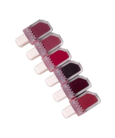 Ycagrain 6PCS Lip Gloss Velvet Satin Lipstick Lip Ice Cream Lip Glaze Waterproof Long Lasting Beauty Woman Lips