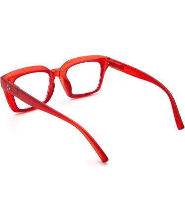 Amorays Oversize Square Frame Reading Glasses for Women & Men - Vintage Style with Anti-Blue Light Lenses - +1.00 Red Presbyopia Readers - Buy Online on GoSupps.com