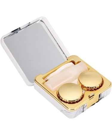 Entatial Gold Marble Contact Lens Case with Tweezers - Portable ABS for Home & Office | International Shipping - Buy Online on GoSupps.com