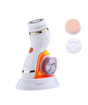 Abhi ultrasound facial cleaning brush for deep cleaning gentle peeling light skin care blackheads cleaning pores USB charging 2 modes facial beauty nervous device massage device - orange