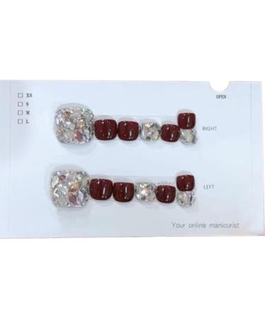 Artificial Toenail | Glitter Stick On Toe Tails Manicure Art Glossy Fake Toe Nails Sparkling Cat's Eye Toenail for Summer for Women Girls - Buy Online on GoSupps.com