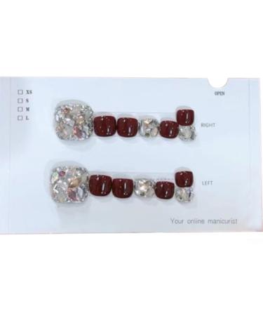 Glossy Toe Nails | Glitter Toe Nails - Sparkling Cat's Eye Glossy Fake Toe Nails Fake Toe Nails For Summer For Women Girls