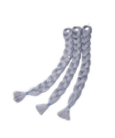 SEGO 41" Braid Extensions Synthetic Crochet Braiding 165g/bundle braiding hair gray 3 pieces