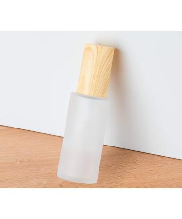 3 Pieces 60ml Refillable Frosted Glass Travel Bottles - Pump Dispenser & Wood Grain Lid - Ideal for Cosmetics & Toiletries - Buy Online on GoSupps.com