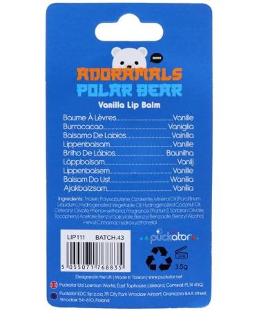 Puckator - Lippenbalsame - Beauty & Mode - Adoramals Eisb rf rmiger Lippenpflegestift - Vanille (pro St ck) - Buy Online on GoSupps.com