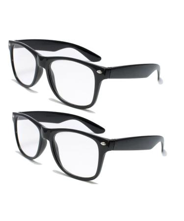 V.W.E. 2 Pairs Deluxe Reading Glasses - Comfortable Stylish Simple Readers Magnification (2 black pair 3 x)