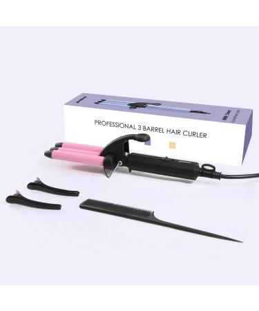 3 Barrels Mini Hair Waver 13MM Curling Iron - Lightweight Curling Wand for Short & Medium Hair - Travel Friendly - Pink - Buy Online on GoSupps.com