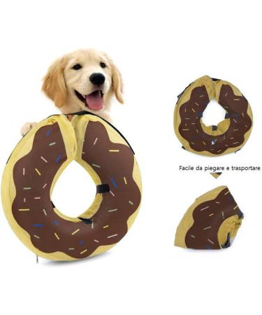 Ducomi Inflatable Dog & Cat Collar - Relaxation & Visibility for Pets - Prevents Scratches & Bites - Brown Donut (Size S) - Buy Online on GoSupps.com