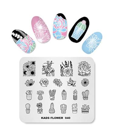 Nail Art Stamping Template Nail Art Stamp Image Stencils Manicure Printing with Cactus Pattern Flower Nail Art DIY Tool FL040
