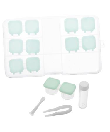 Solustre Box with 2 sets of contact lens tank contact lens organizer carrying bag for contact lenses container for contact lenses travel accessories travel invisible PP storage box green 6x3x3cm