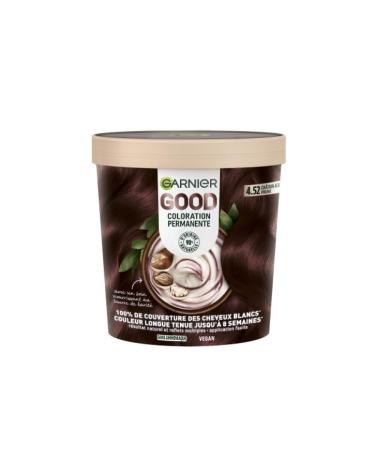 Garnier - Coloration Permanente - Sans Ammoniaque - 90% d'Ingr dients d'Origine Naturelle et Formule Vegan - Beurre de Karit - 100% Couverture Cheveux Blancs - Ch tain Acajou Prune (4.52) - Good CHATAIN ACAJOU PRUNE 4.52