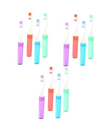 Minkissy 12 pth travel fine toothbrush comfortable toothbrush tongue toothbrush light toothbrushes wear-resistant travel toothbrush cleaning brush organic toothbrushes household steel struts child pp