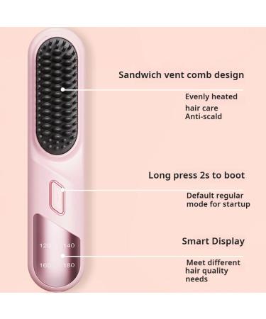miduoidn Frizz-Free Hair Styling With 4-speed Temperature Control Negative Ion Hair Care Device Wireless Straight Hair Comb Pink - Buy Online on GoSupps.com