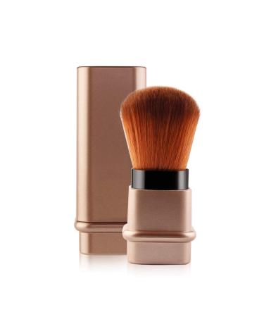 RN BEAUTY Retractable Kabuki Makeup Brushes Foundation Brush Powder Brush Blush Brush Bronzer Brush Face Blender Brush Professional Mineral Blending Buffing Portable With Cover - Golden