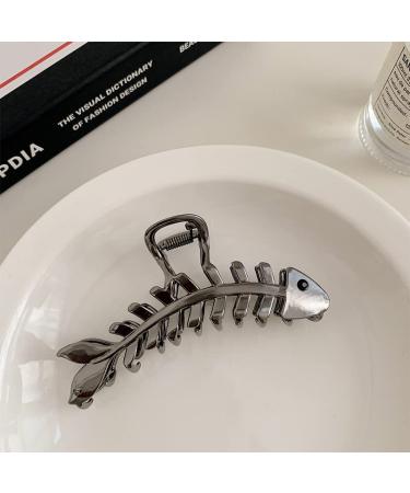 Fish Bone Metal Hair Claw Clip - Large Nonslip Barrette for Women & Girls with Long Thick Curly Hair - Buy Online on GoSupps.com