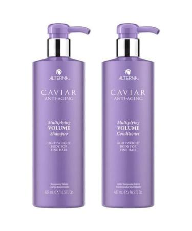 Alterna Caviar Anti-Aging Multiplying Volume Shampoo and Conditioner 16.5 oz | For Fine Thin Hair | Create Instant Volume and Thickness | Sulfate Free