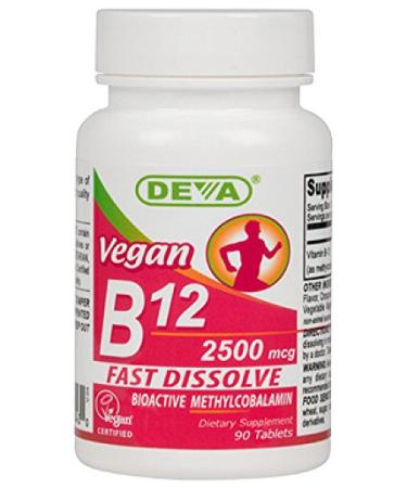 Deva Nutrition Vegan Sublingual Fast Dissolve B-12 Tablets, 2500 mcg, 90 Count (Pack of 1)