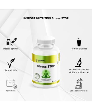 INSPORT Nutrition - Stress STOP - L-tryptophan + 5 plant extracts + minerals and vitamins - 90 vegan capsules - Soothes & stress relief - 45 servings - Buy Online on GoSupps.com